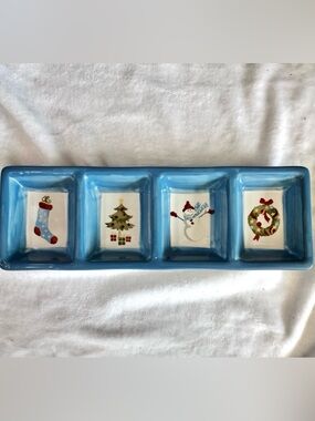 Eddie Bauer Serving Tray Holiday Relish Dish Appetizers Candy Christmas Plate